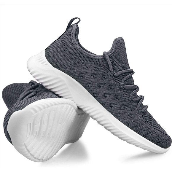 Women's Dark Grey Slip-On Walking Shoes Lightweight Breathable Non-Slip Sneakers - Picture 5 of 6